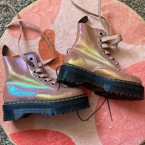 Doc Martens Molly Pink Suede Sparkle Sz US 7 worn once look new.